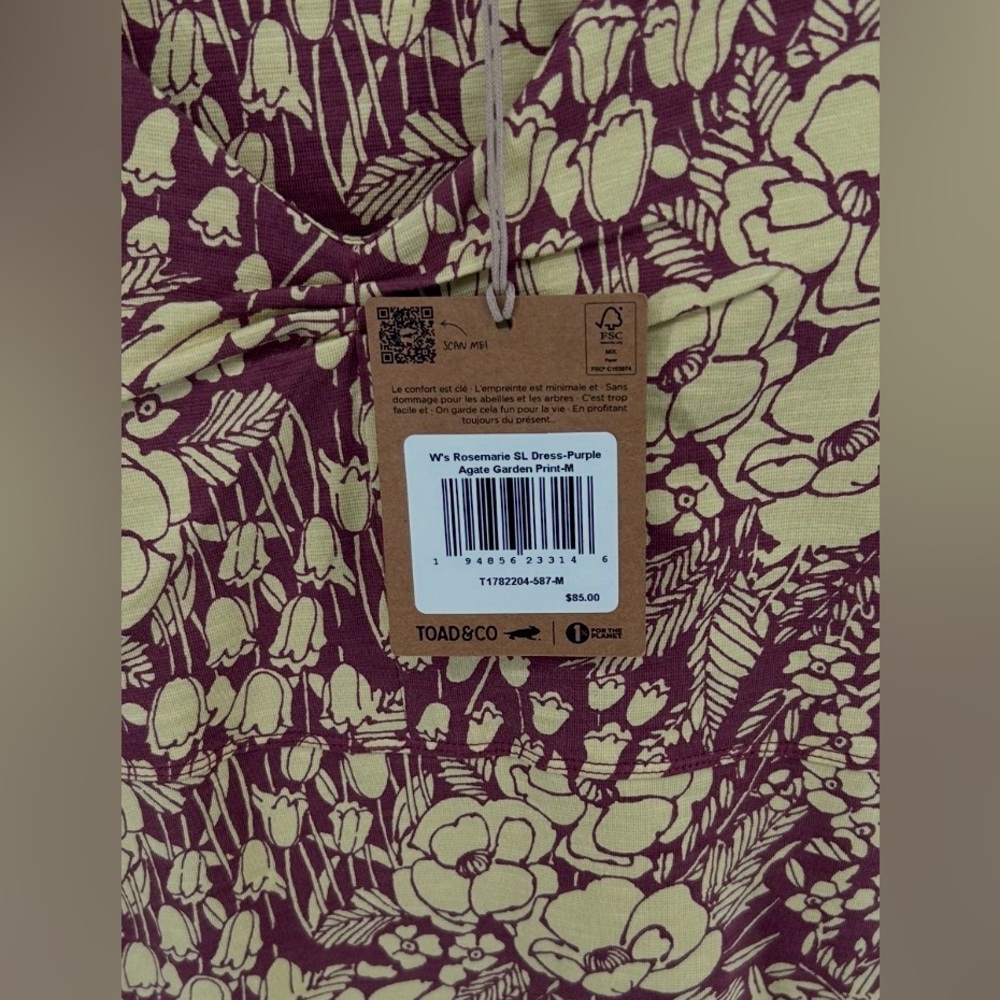 Toad&Co Floral Mini Dress in Cream and Mauve NWT - Picture 6 of 6